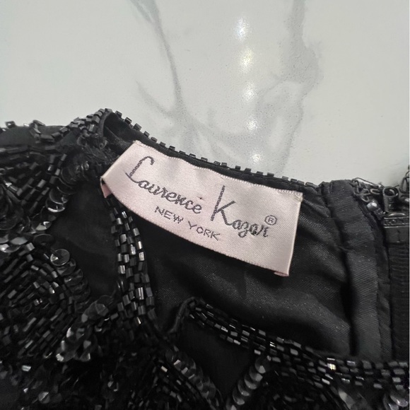 Vintage Laurence Kazar Womens Beaded Cocktail Dress Black Lined size small - Picture 7 of 12